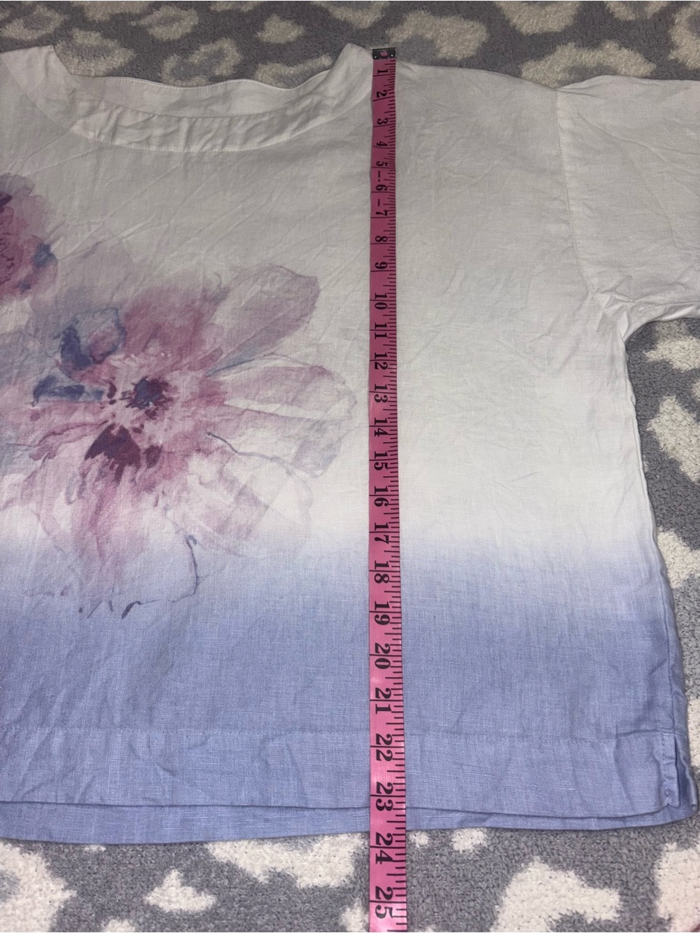 J. Jill 100% Linen White Purple Watercolor Floral Oversized Top Women’s S - Picture 7 of 11